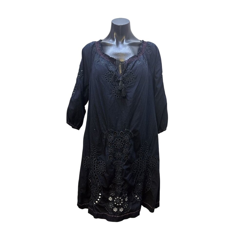 3J Workshop Navy Eyelet Embroidered Tunic Dress, Size XL